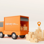 illustration du transport mutualisé : caminon de livraison et points maps