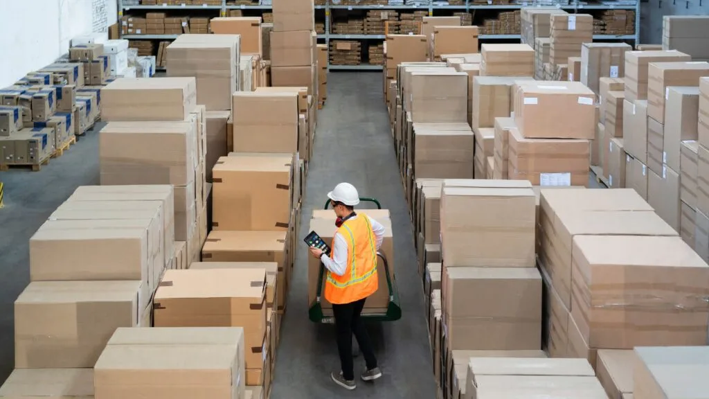 order picker in a logistics warehouse