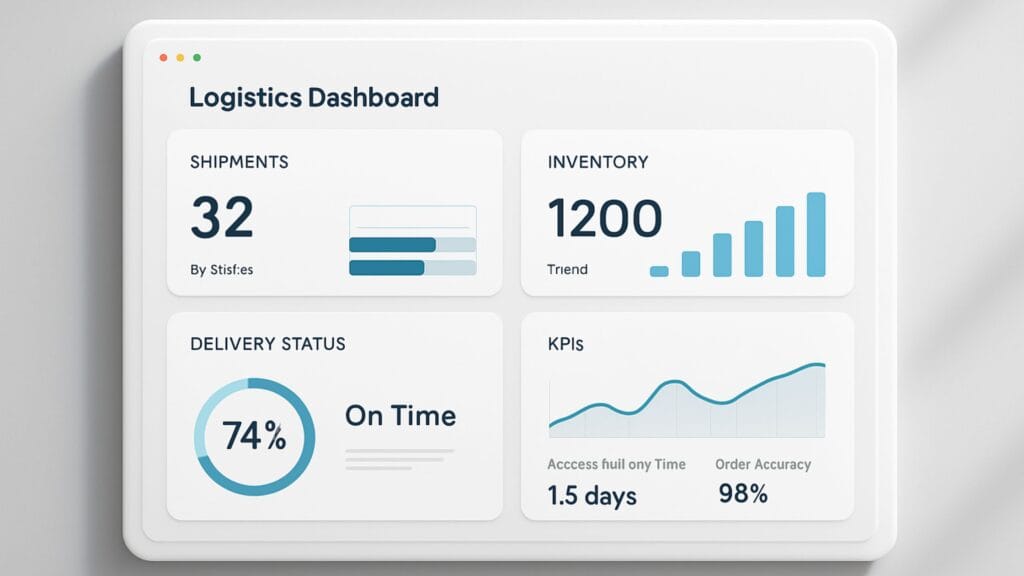 Infographie d'un tableau de bord logistique très simplifié par l'IA